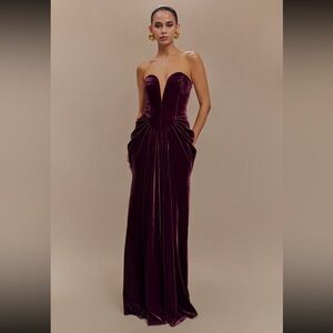 Paige Strapless Velvet Maxi Dress - Plum